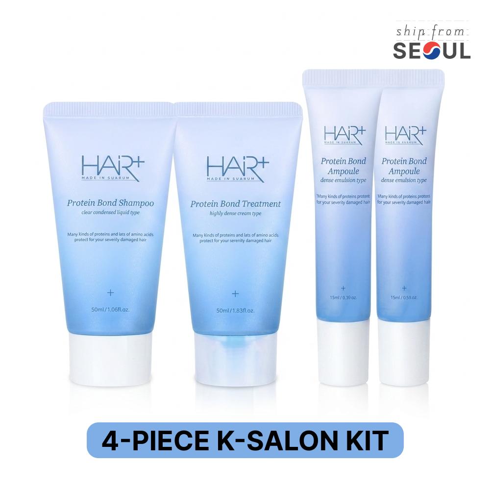 

[K-Salon INTENSE PROTEIN REPAIR] Protein Bond Hair Repair Travel Kit (4-Piece Set) - Shampoo, Treatment & Ampoule for Damaged Hair Protein Bond Trial Kit (4 piece)