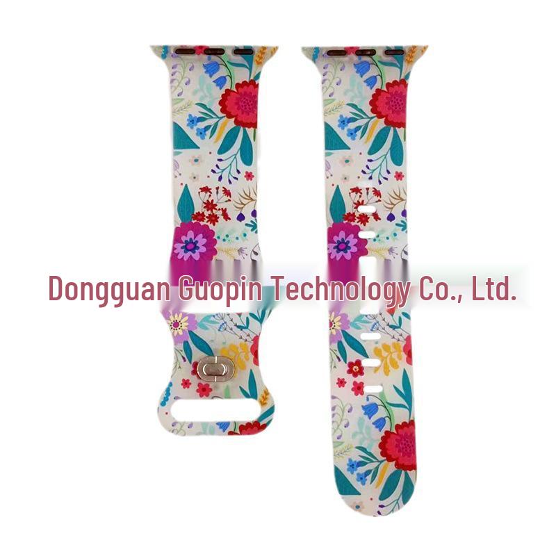 Compatible Apple iWatch S10 Colorful Pattern Silicone Sports Strap - Transparent Design
