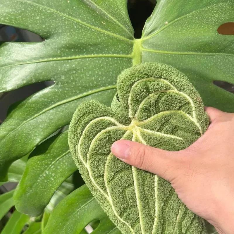 Washable Clear Plant Print Towels Ultra-Absorbent Quick-Dry Hanging Loop for Bathroom Kitchen Thumb Hand Towel Decor