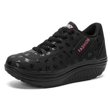 Leather Outdoor Rocking Shoes Sneakers Single Shoes Muffin Shoes Large Size Women's Shoes