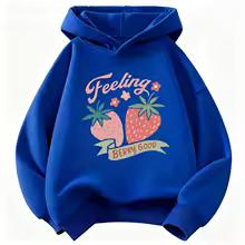 Fashion Strawberry Design Hoodie Kids Children's Sweatshirt Hoody Girls Casual Hoodies Hip Hop Clothes Sweet