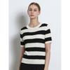 Ozoc Women Twisted Striped Short Sleeve Sweater