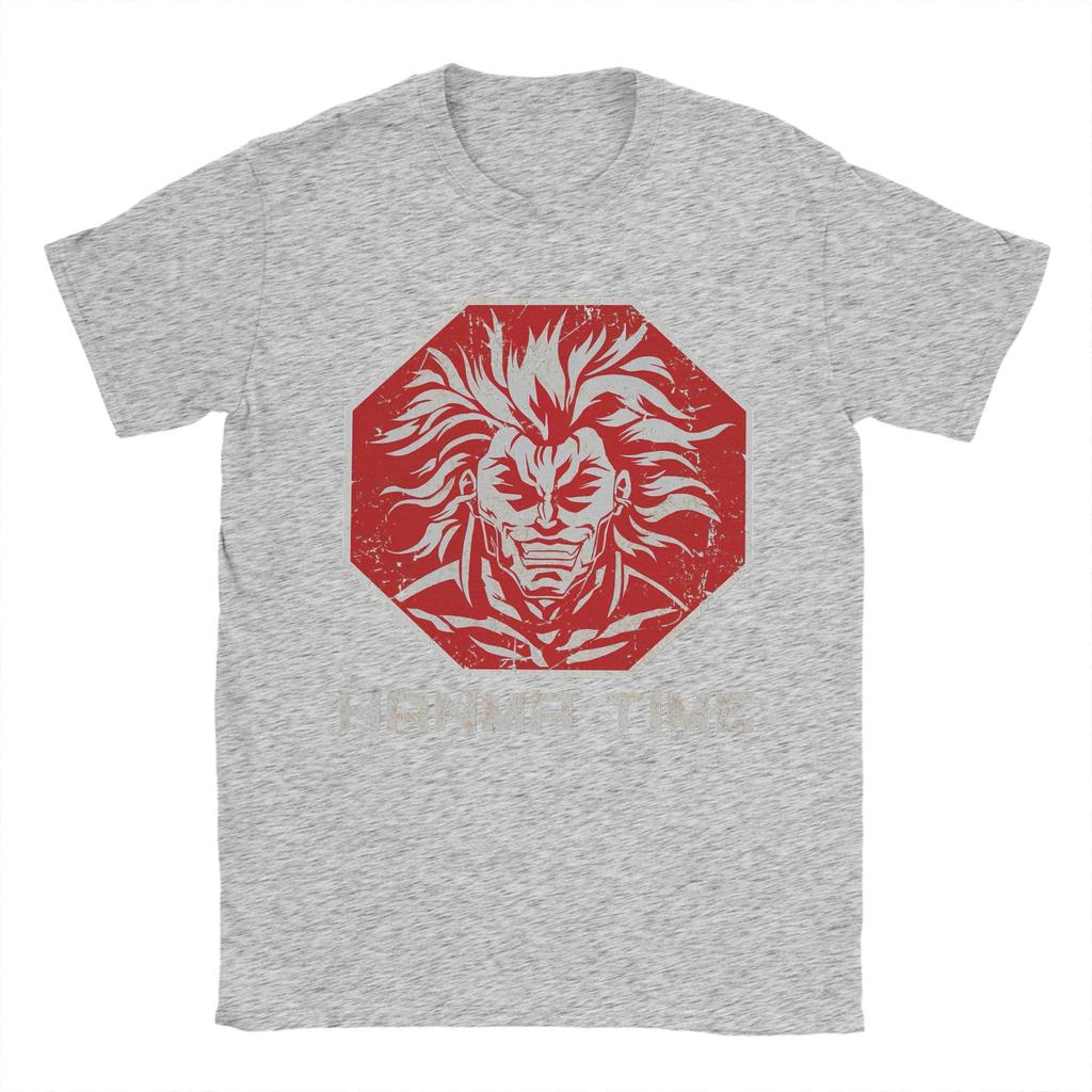 Mens Stop Hanma Time Baki Anime T Shirts  Pure Cotton Clothing Leisure Short Sleeve Crewneck Tee Shirt Printed TShirt