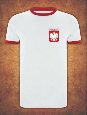 T-shirt Pologne Poland Football Fan T-Shirt Ringer Blanc
