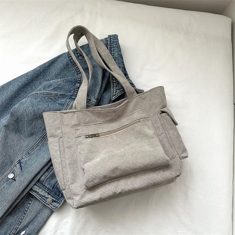 College Students Commuting Class Large Capacity Handheld Bag Large Bag Female 2023 New Canvas Bag One Shoulder Tote Bag