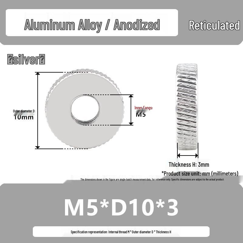 Aluminum Alloy Hand-Tightened Knurled Nut Adjustment Lock Gauge M3-M8