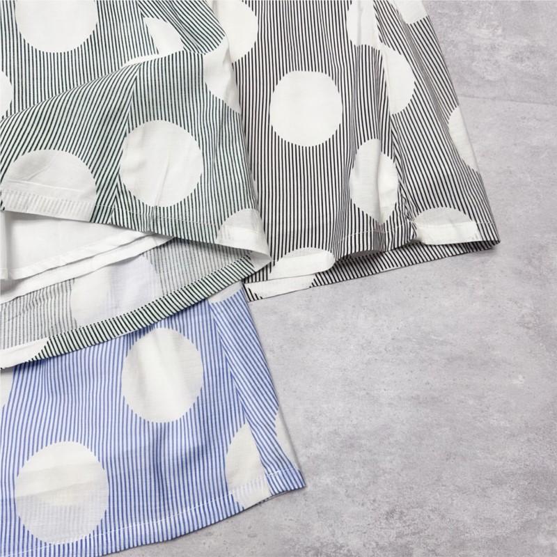 Johnature Japanese Polka Dot Stripe Skirts Women Summer Casual All Match Elastic Waist Women Skirts