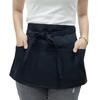 Waist Skirt with Three Pockets, Black Short Apron for Servers, Half Cut Short Apron