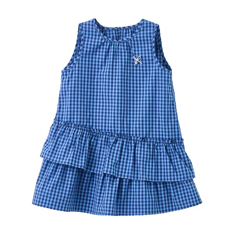 ASK JUNIOR Girls  Plaid Sleeveless Vest Dress 100 синий