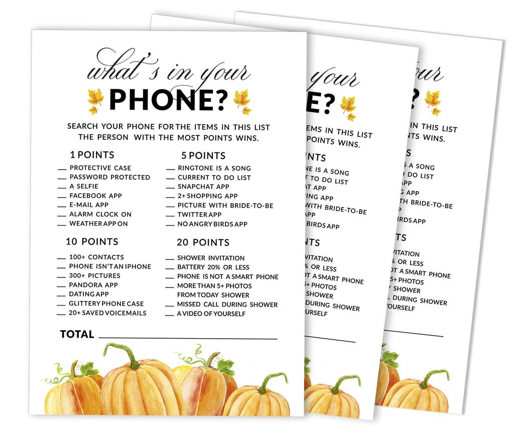 Inkdotpot Bridal Wedding Shower Bachelorette Party Bulk Blank Square Fill In Gift Ideas 50A  Pumpkin Fall In