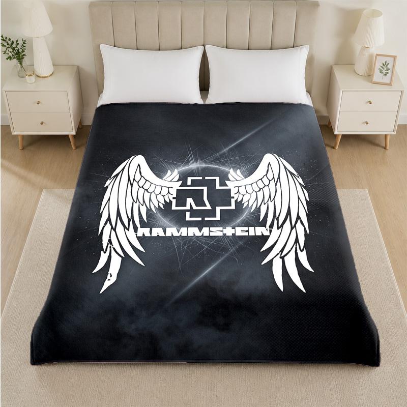 Rammstein Print Flannel Blanket Cozy Lightweight Plush Throw Blanket For Bed Sofa Household Use