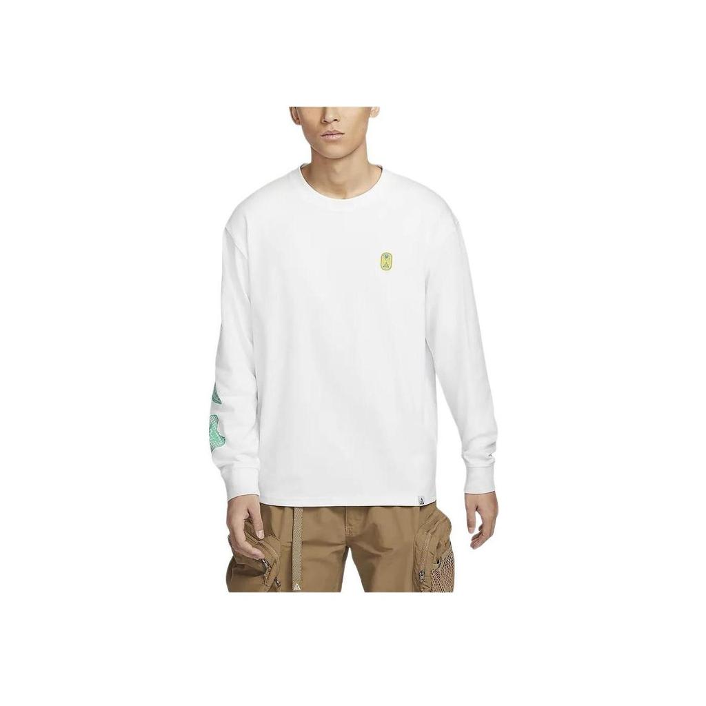 Nike ACG Series Printed Pattern Crew Neck Casual Outdoor Loose Fit Soft Long Sleeve Drop Shoulder T-Shirt Men T-Shirts Mountain-White FV3489-121