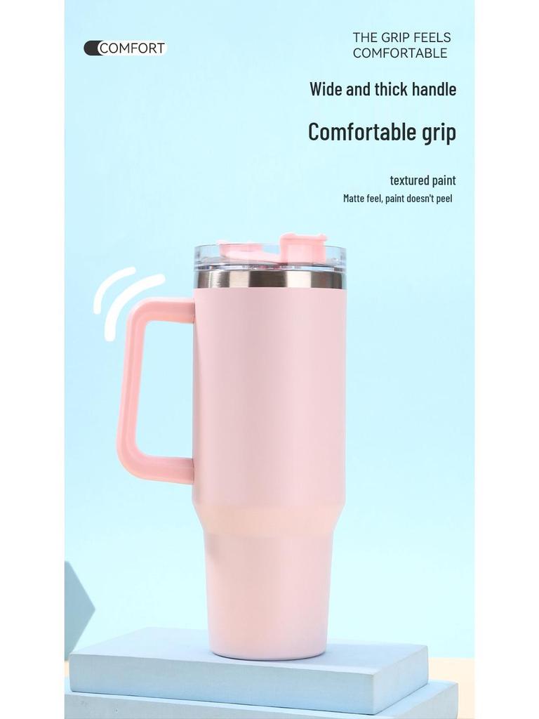 Large Capacity 40oz Insulated Stainless Steel Car Cup with Handle - Portable Outdoor Ice King Cup