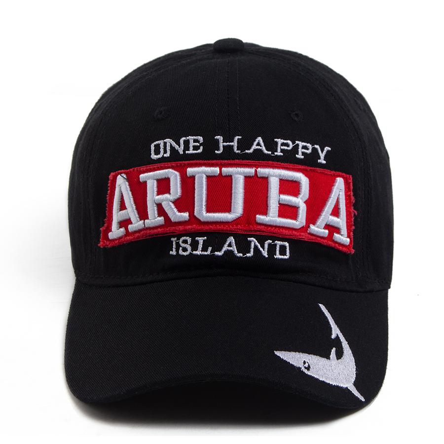 New ARUBA Letter With Shark Embroidery Baseball Cap Men Women Casual Sun Hat Cotton Soft Top Snapback Outdoor Sports Visor Cap