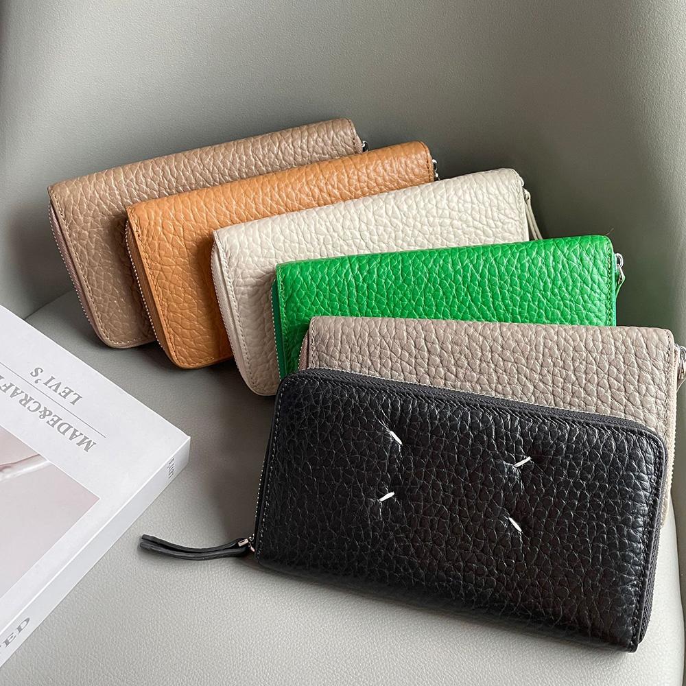 2025 New Women Wallets Long Genuine Leather Wallet Branded Style Thread Purse First Layer of Cowhide Clutch Bag Phone Clutches