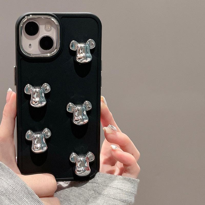 Electroplating Three-Dimensional Violent Bear Mobile Phone Case Is Suitable For Iphone16Pro Trendy Brand Apple 14 Silicone 13 Personality 17