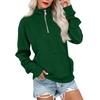 Women's Loose Fit Zip Up Sweatshirt Color Round Neck Long Sleeve Top