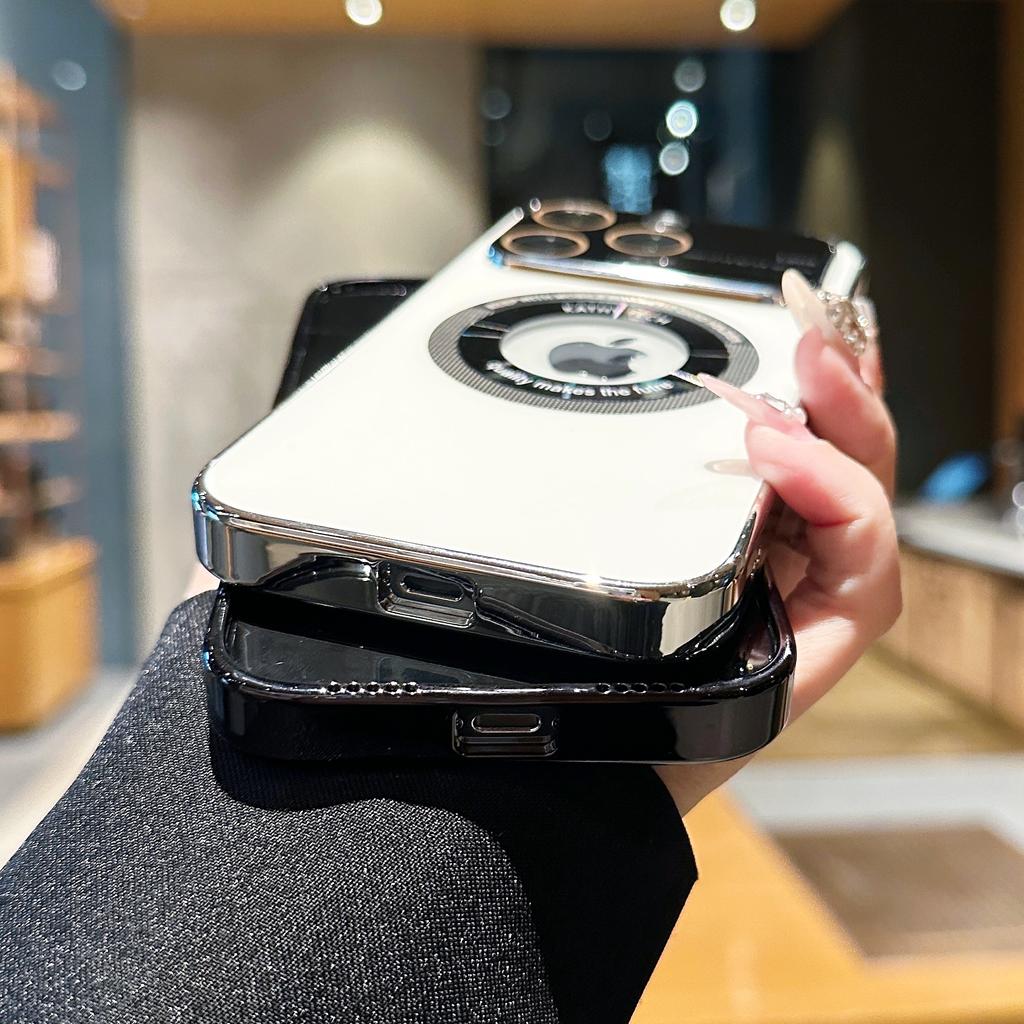 Magnetic Wireless Charging Phone Case For Iphone 14 13 Pro Max 14 Pro 13 Shockproof Lens Protector Plating Matte Glass Cover