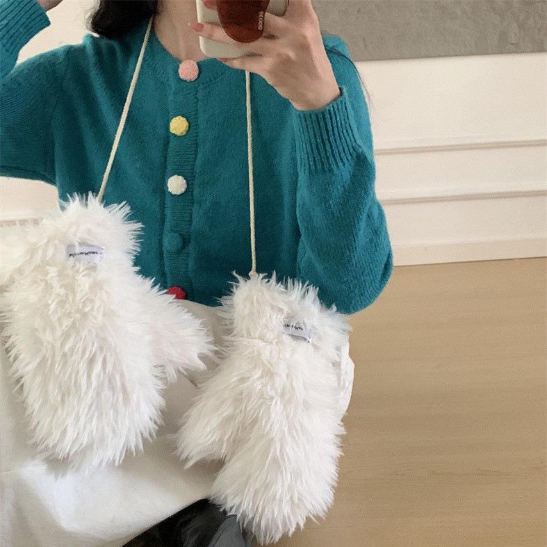 Women's Cold-Proof Plush Gloves - Winter Korean Style Fluffy Cycling Mittens