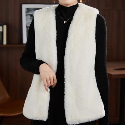 Autumn Winter Women's Fur Vest Artificial Fur Coat Female Artificial Fox Fur Vest Thick