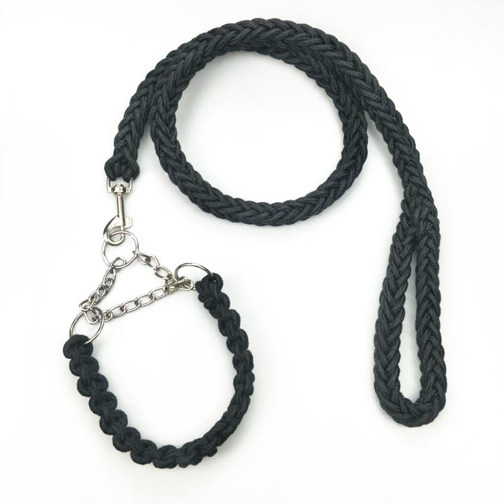 Eight-Strand Braided Dog Collar and Leash Set with Bone Chest Strap by Shuangyu Pets
