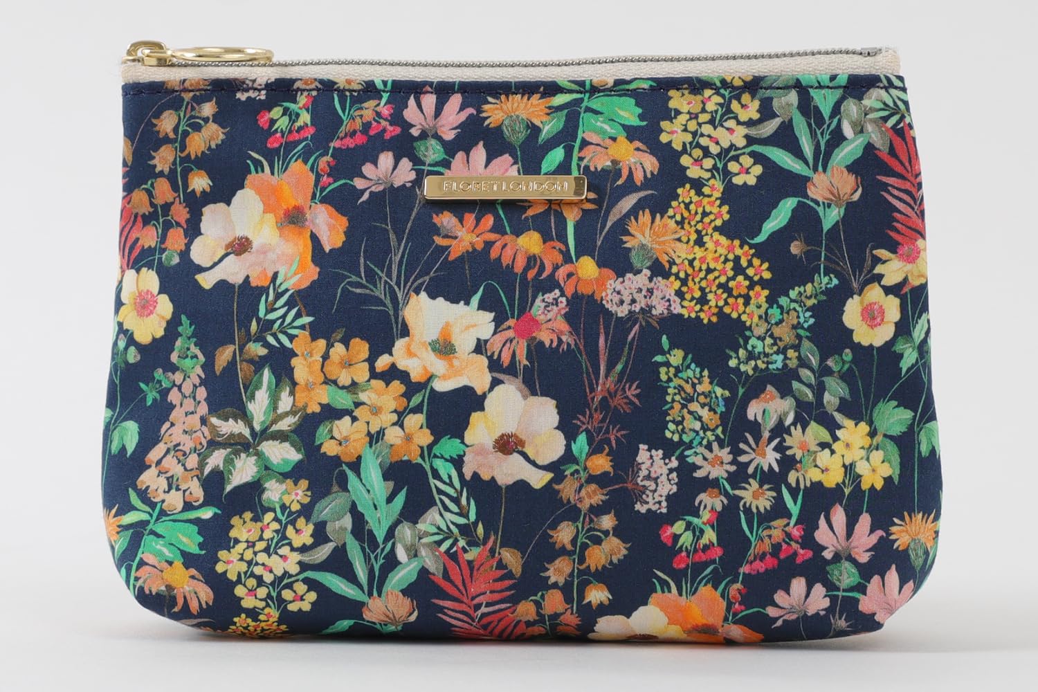 DDintex FLORET LONDON BASIC Pouch, Pearly Meadow Navy, 15 x 10.5 x 4.5cm [Liberty Print]