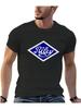 UnisexS Riley Classic Car Logo Pattern TShirt  Heavy Short Sleeve Crew Neck Black with Blue And White Geometric Design Re