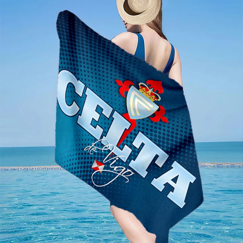 1 Stück Celta Vigo Wappen Leuchtendes Strandtuch - Weiche, Saugfähige Mikrofaser, Leicht, Ideal für den Strand, Partys, Reisen, Camping Fan-Geschenke