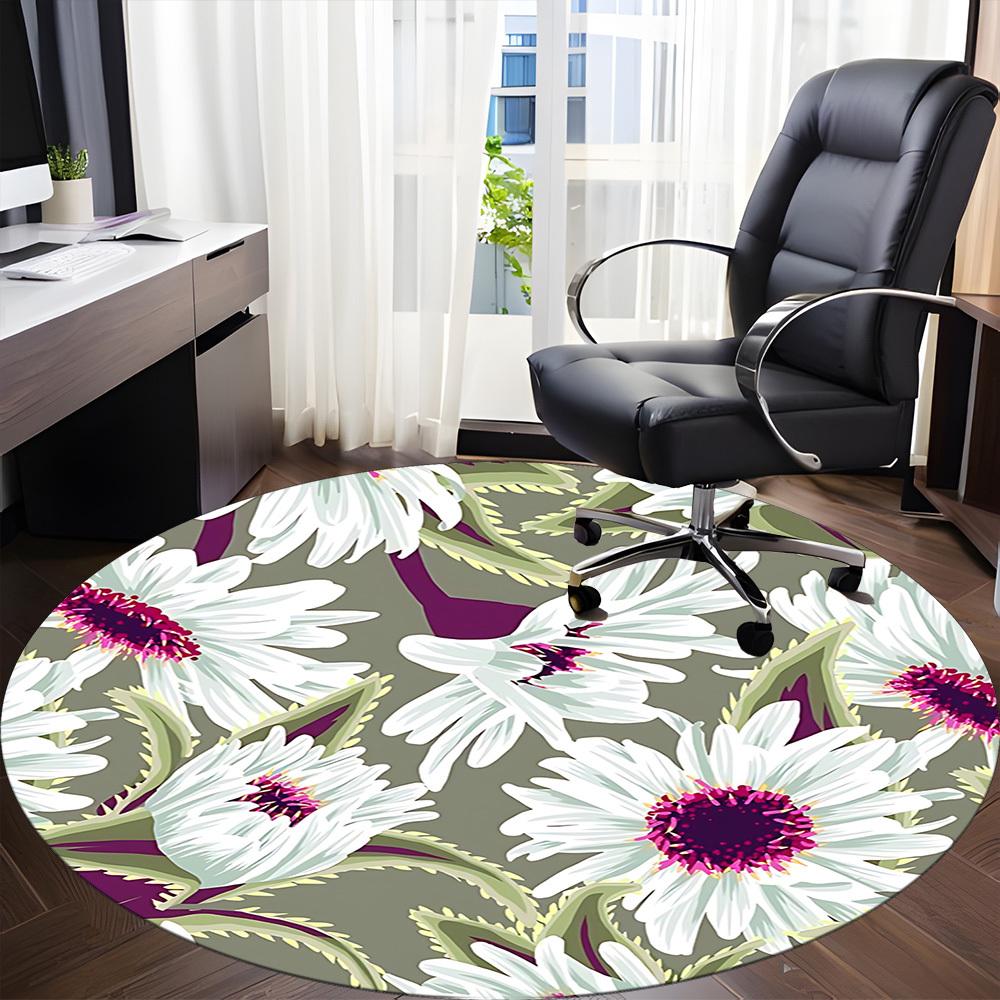 1 Stück runder Teppich mit Blumenmuster für das Büro, rutschfest, weich und langlebig, Büroteppich zur Innendekoration, perfekt für das Büro, schöne Dekoration yy2603230