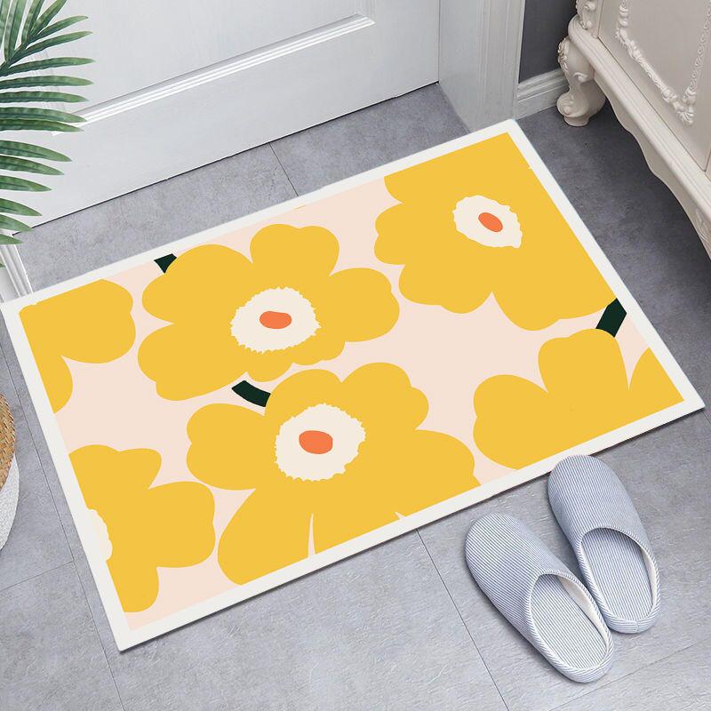 Diatom mud non-slip water absorption Finnish designer Nordic fresh flower bathroom bathroom entry decoration foot pad