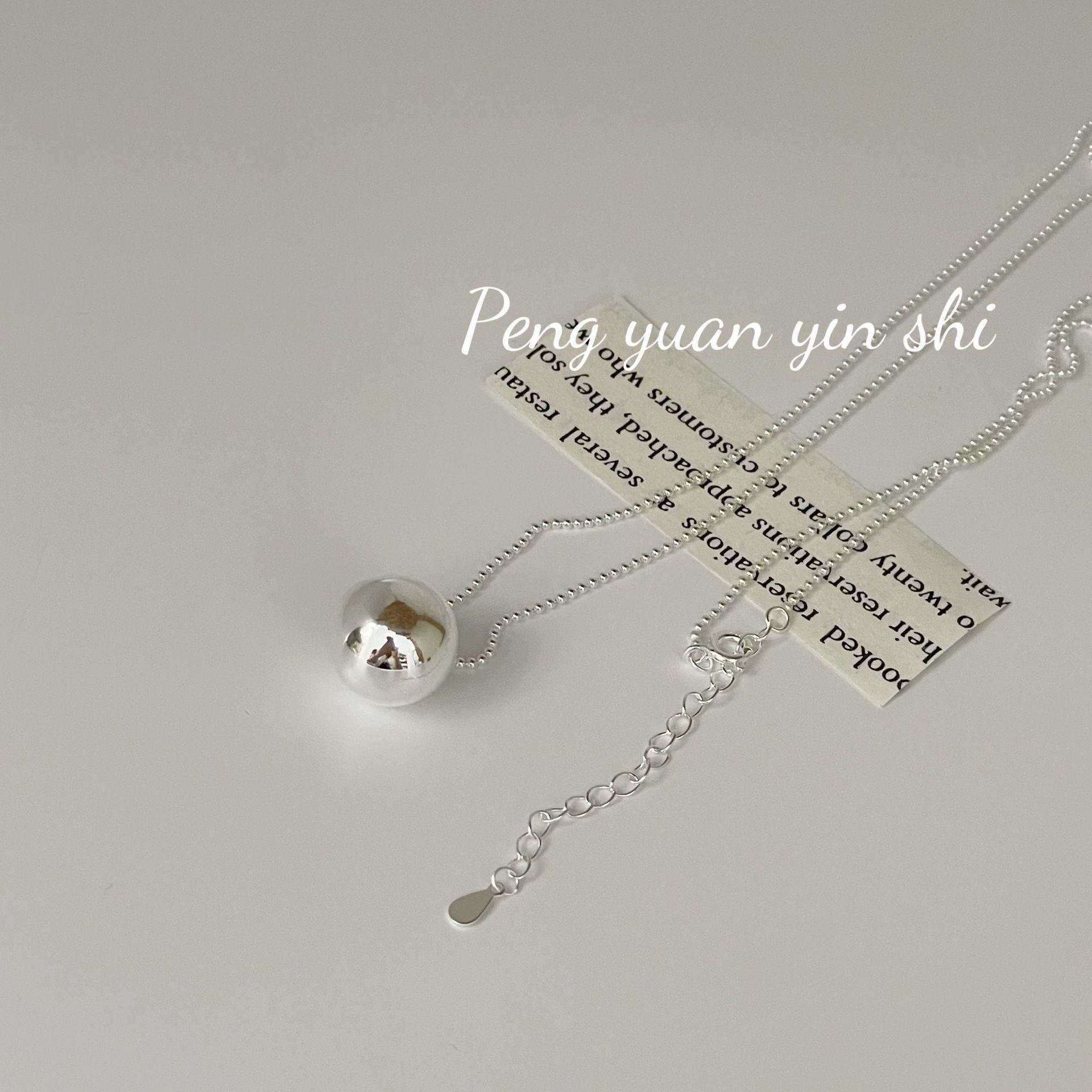 S925 Sterling Silver Bead Pendant Necklace - Women s Cold Aesthetic Sweater Choker 925 Silver