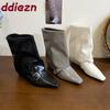 Fashion Female Slip On Footwear Women Modern Ankle Boots Low Heel Shoes Fashion Square Toe Ladies Short Boots Shoes