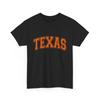Koszulka w stylu Varsity z pomarańczowym napisem Texas TX