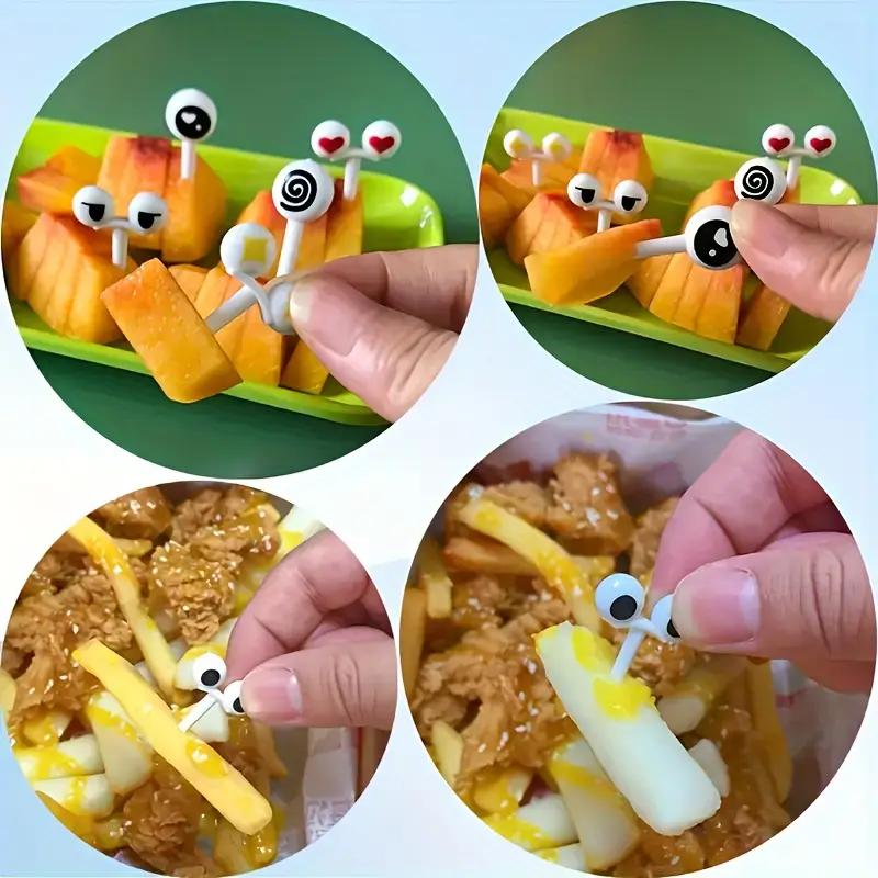 10pcs/set Cartoon Cute Baby Stainless Steel Fruit Fork with Small Ceramic Jar Household Creative Safety Children's Fruit Forks