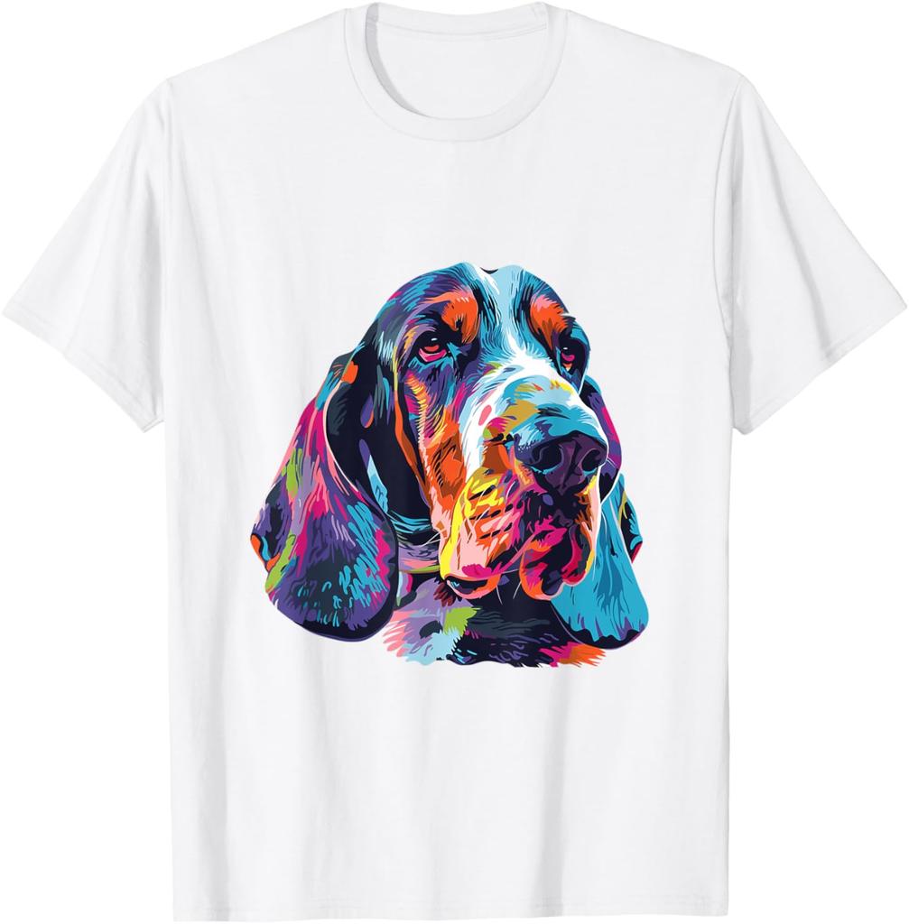 Basset Hound Colorful Pop Art Graphic T-Shirt Men Women Casual Cotton Crew Neck Tee