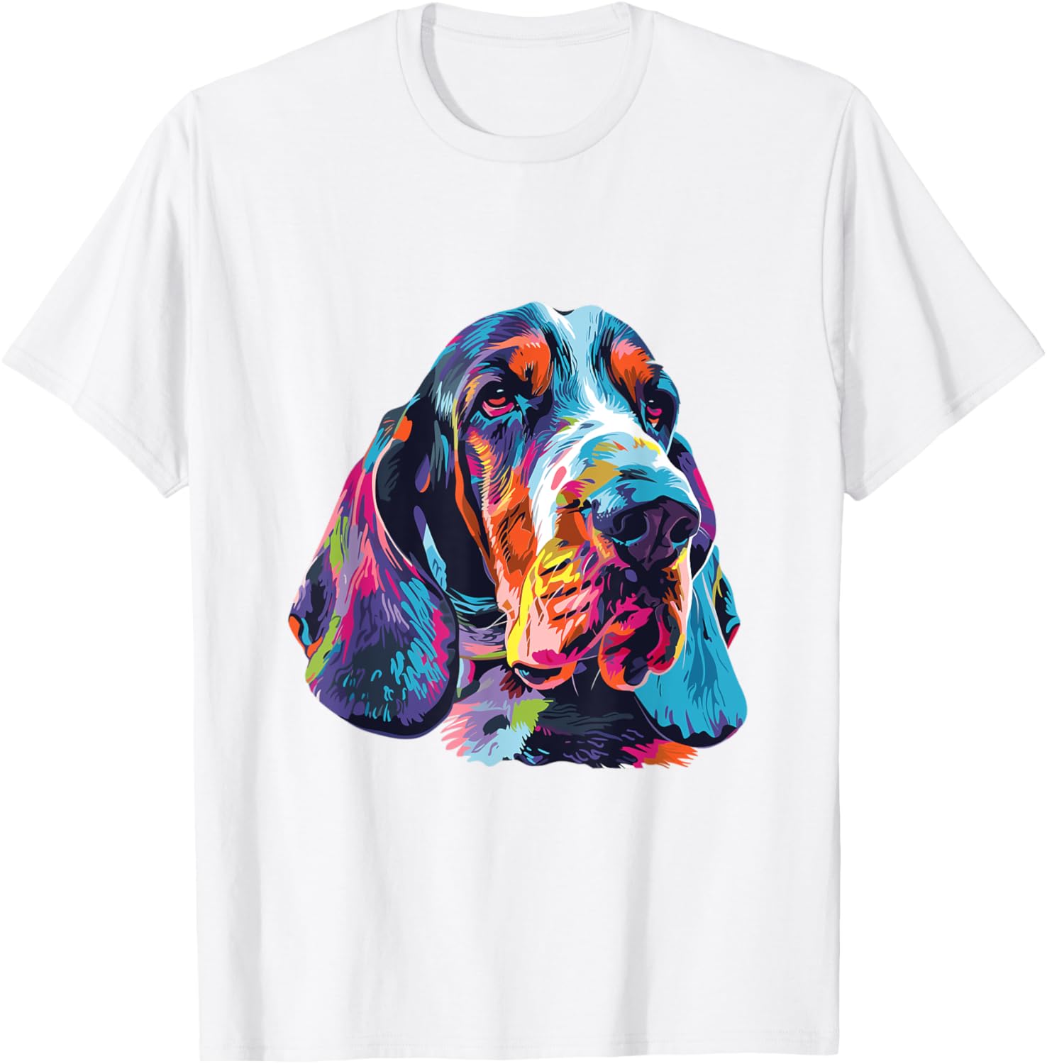 

Basset Hound Colorful Pop Art Graphic T-Shirt Men Women Casual Cotton Crew Neck Tee S