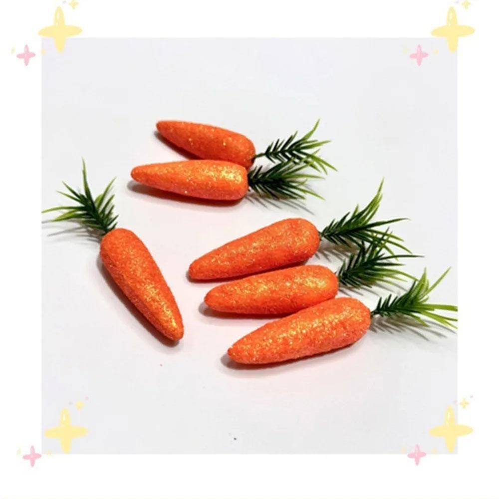 12Pcs Realistic Artificial Simulation Carrot Easter Decoration Lightweight Foam Lifelike Fake Vegetable Craft Miniature Prop