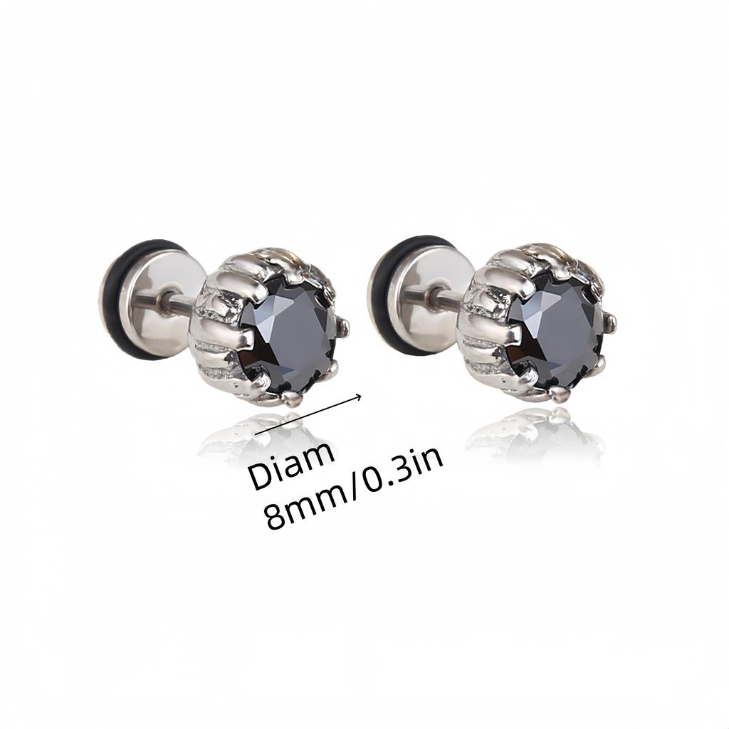 1Pair Star Lightning Titanium Steel Unisex Women Men Black Clear Crystal Zircon Ear Studs Earrings Shiny Piercing Jewelry Gift