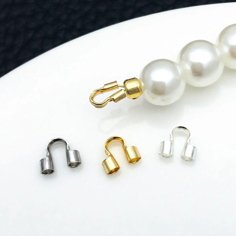 100Pcs 14/18K Gold Plating Wire Guards for Jewelry Making U Shape Connector for Jewelry Jewelry