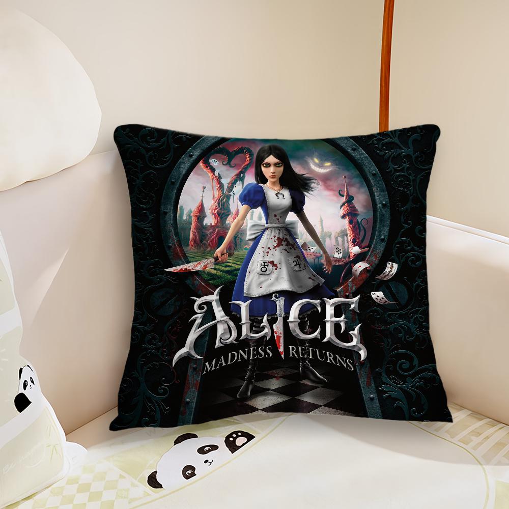 AAlice MMadness Returns Cushion Cover Pillow Case Plush Fabric Soft Double Sided Print Sofa Cushion Cover Throw Pillow Covers