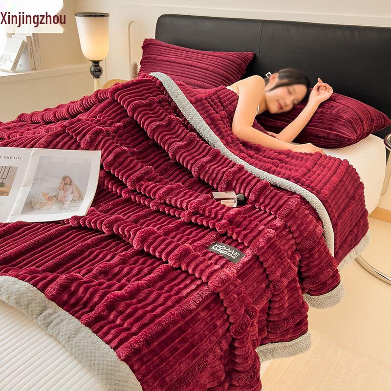 Thickened Flannel Coral Fleece Throw Blanket