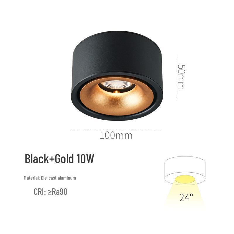 Ultra-thin Surface-mounted LED Downlight: No Hole Required, Round All-Aluminum Ceiling Light for Living Room.