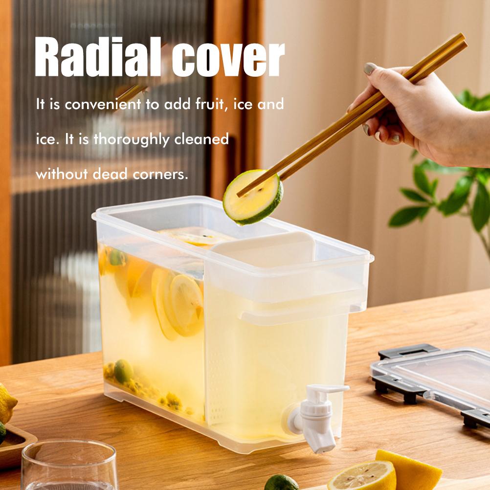 3,5 L Plast Drikkedispenser Drikkedispenser med Tappekran Iset Juicedispenser for Kjøleskap Fest