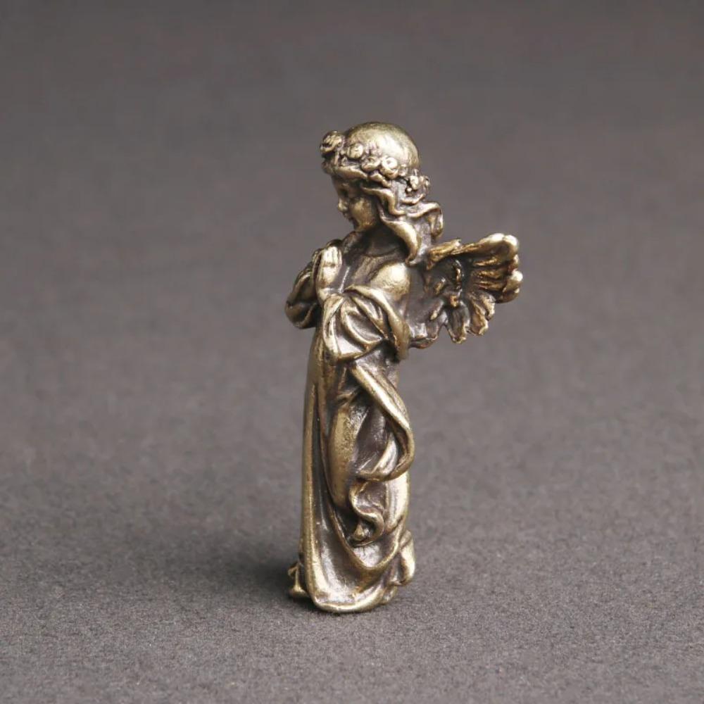 Cute Brass Angel Cupid Statue Vintage Guardian Angel Figurines Home Desk Decor