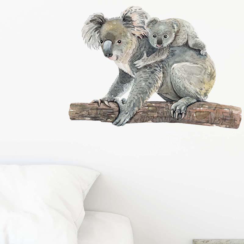 Yeni Sevimli Koala Ayısı Duvar Çıkartması Ev Duvar Dekorasyonu Oturma Odası Dekoru Kendinden Yapışkanlı Çocuk Odası Duvar Kağıdı Sevimli Hayvanlar Çıkartmaları