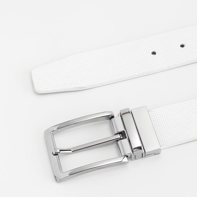 

Ремень из двухслойной кожи с перфорацией в стиле пинхол, с пряжкой-пином. Мужской ремень из натуральной кожи, двусторонний, повседневный и модный, с вращающейся пряжкой. 110-130cm