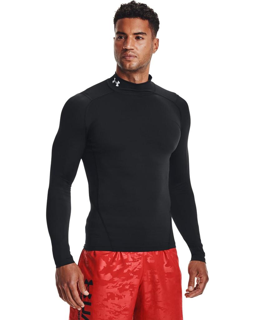 Under Armour UA HeatGear Armour Compression Long Sleeve Mock Size M Shirt, Men's, Black/White,