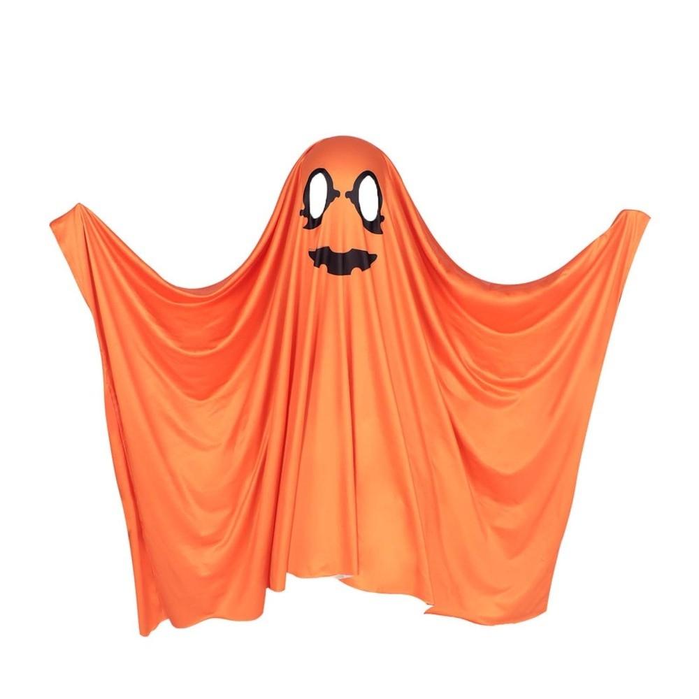 White Halloween Cloak Cape Black Eye Ghost Cosplay Costume Creative Design Pumpkin Cloak  Women