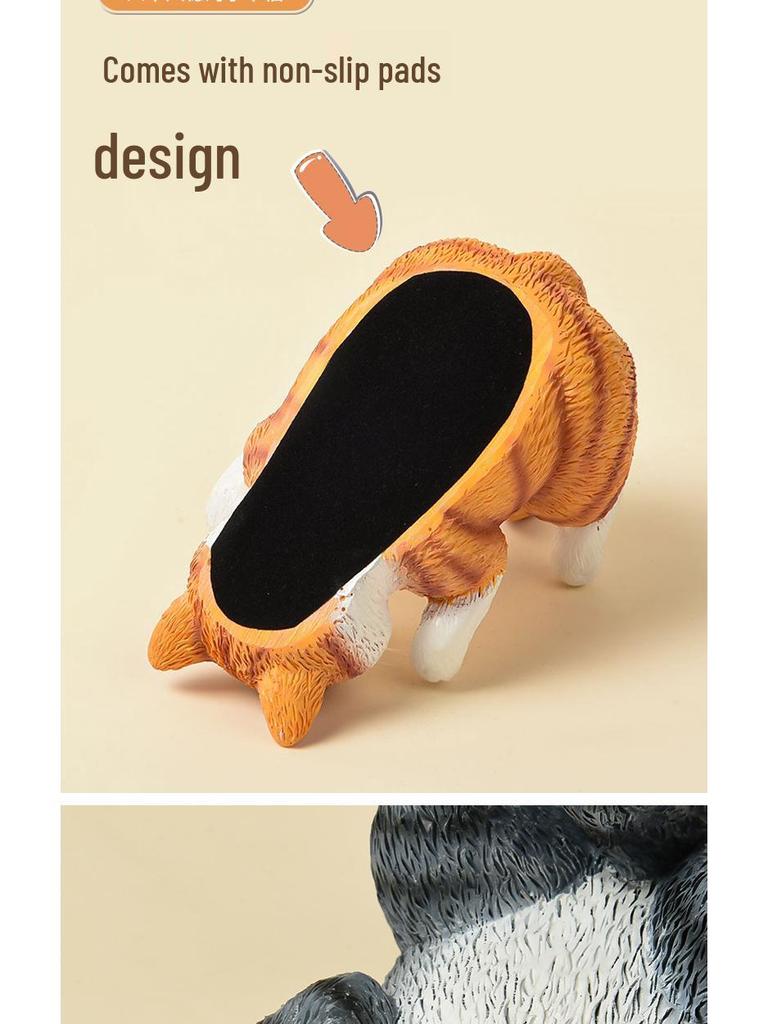 Resin Adorable Tabby Orange Cat Phone Holder Ornament