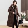 Thickened Winter Hooded Long Padded Jacket Slim Waist Design Warm Coat for Ladies